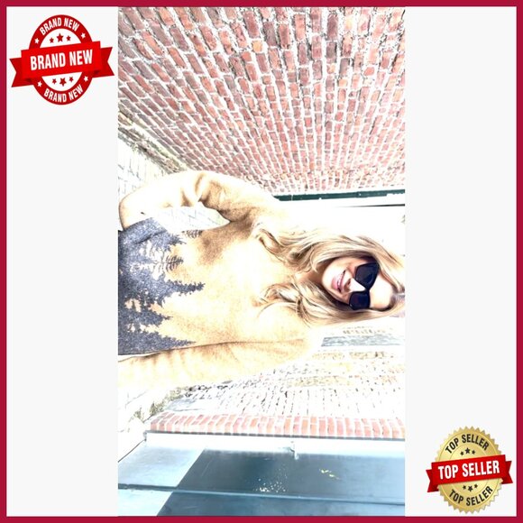 Wool Blend Fair Isle Crewneck Sweater Relaxed Fit Long Sleeve Pullover - Picture 3 of 5